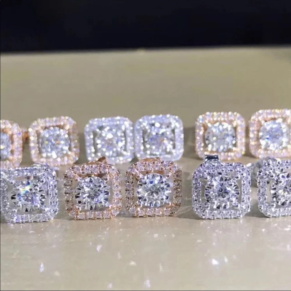 New Women’s Round Gems Diamond Earrings - Picture 6 of 10